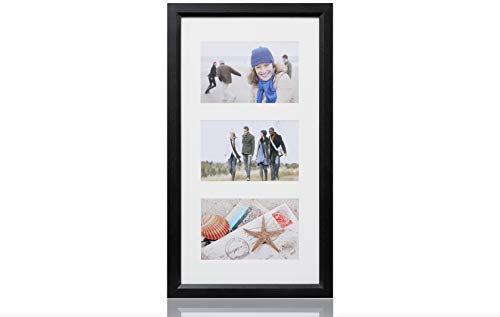 ARPAN Multi Aperture Photo Picture Frame 3, 5 or 6 Aperture (3 Aperture Black)