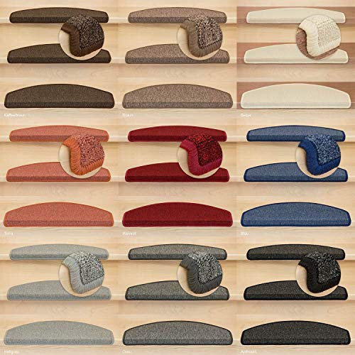 Kettelservice-Metzker Stufenmatten Treppen-Teppich Ariston | Halbrund 65x24cm Trittfläche, Braun 15 Stück