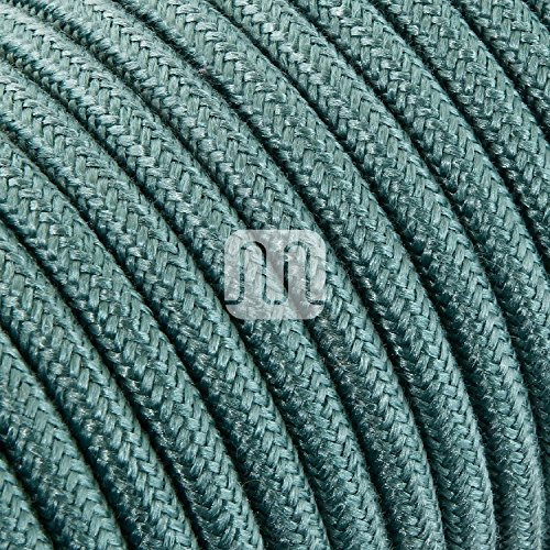 Cavo elettrico tondo rotondo rivestito in tessuto colorato Filato Grezzo Verde Salvia 10 metri 2x0,75 per lampadari, lampade, abat jour, design. Made in Italy!