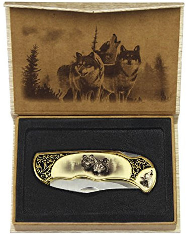 Trends & more Taschenmesser Jagdmesser Messer Klappmesser Wolf Indianermesser Wölfe Western