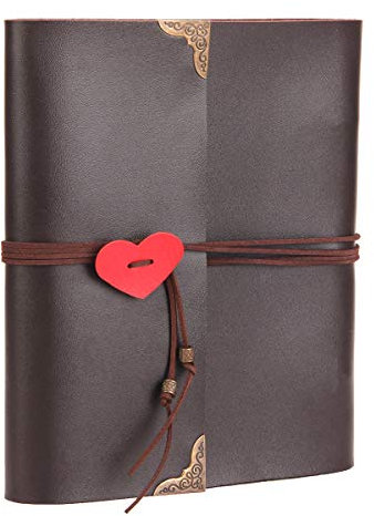 ThxMadam Scrapbook Album, Leder Fotoalbum Retro Scrapbooking Album Hochzeit Gästebuch DIY Vintage Schwarze Seiten Fotobuch für Hochzeitstag Muttertag Geburtstag Jahrestag Weihnachten Geschenk