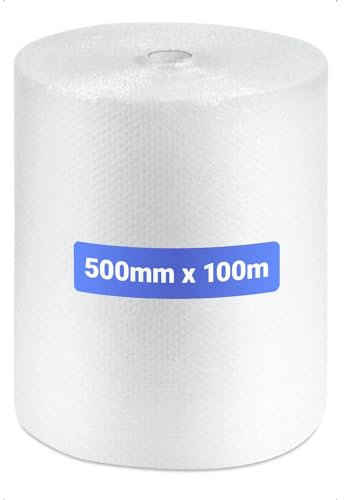 Large Roll of Bubble Wrap 500mm x 100m | 10mm Bubbles | Quality Strong Air Bubbles Packaging for House Moving & Packing Storage Boxes
