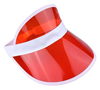 WickedFun® Unisex Retro 80s Neon Sun Visor Hat Headband Cap for Golf Tennis Stag Poker Party (Red)