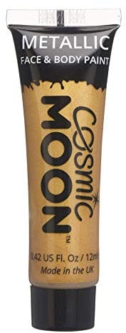 Cosmic Moon - Maquillaje Profesional de Pintura Facial Activada con Agua para el Rostro y el Cuerpo - 12ml - ¡Crea diseños profesionales con pintura facial metálica! - Incluye: Dorado