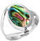 Jeweloporium Mehrfarbig Echt Abalone-Muschel 925 Sterling Silber Ringe für Frauen Edelstein Cocktail Silber Ringe Größe 55(17.5) Halloween Geschenk viktorianisch Schmuck