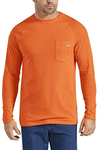 Dickies Men's Temp-iq Performance Cooling Long Sleeve T-Shirt, Bright Orange, Large