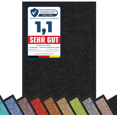 Schmutzfangmatte Rhine, Fußmatte, Türmatte für Eingangsbereich, Fußabtreter, Türvorleger, Sauberlaufmatte (200x400 cm, Schwarz)