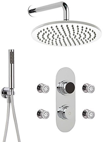 MILANO Digital Thermostatic Mixer Valve 300mm Shower Head Handset Body Jets