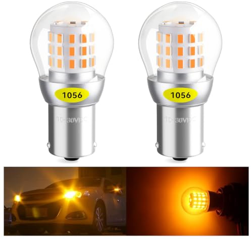 Defvnsy PY21W Indicator Bulbs Amber 1056 BAU15S Car Bulbs for 7507 12496 | 12V-24V, Non-polarity, 39SMD 3014 Chips, LED Orange Light Bulb for Turn Signal, Reverse, DRL, Tail, Parking Lights - 2 Pack