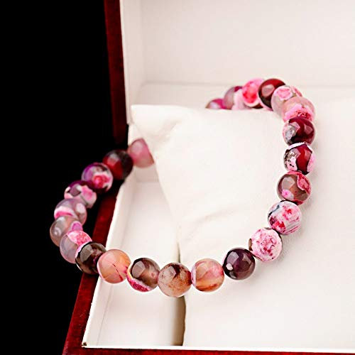 Stein Armband,Naturstein Armreif 7 Chakra Ethnische 8 Mm Rosa Malachit Wulstige Stretch Yoga Energie Charme Bracelets Für Angst Männer Mädchen Paar Weihnachten Geschenk Schmuck