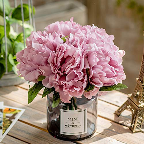 Künstliche Blumen mit Vase, Hortensien, naturgetreue Kunstblumen, geeignet für Wohnzimmer, Esstisch, Büro, Hochzeit, Hotelbankett,und andere Hausdekorationen Violett-Rosa