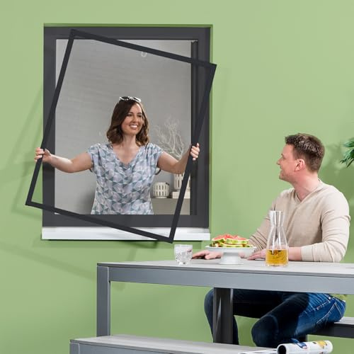 empasa Insektenschutz Fliegengitter Fenster Master Slim MATTE OPTIK | zuschneidbar, weiß oder anthrazit in verschiedenen Größen als Selbstbausatz, Farbe: anthrazit, Größe: 150 x 160cm