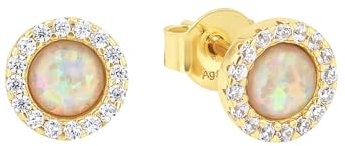 Amor Ohrstecker 925 Sterling Silber Damen Ohrschmuck, mit Zirkonia synth, 0,7 cm, Gold, Kommt in Schmuck Geschenk Box, 2036029