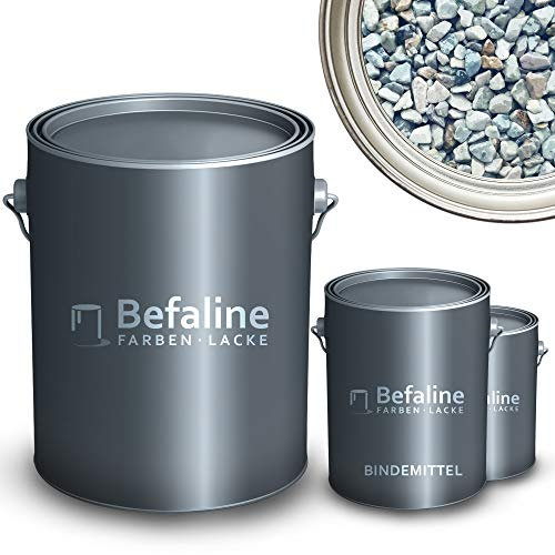 Befaline © Set completo di tappeti in pietra: 25 kg di ghiaia di marmo grigio occhialino + 1,5 kg di legante in resina epossidica, fino a 2,5 mq, fondo senza giunte per bagno, doccia, cucina, balcone,