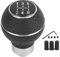 Aramox universal Schaltknauf kurz universal 5 gang, 5 Gang Schaltknauf Stick Aluminiumlegierung und Leder Manuelles Autozubehör(A (Schwarz)