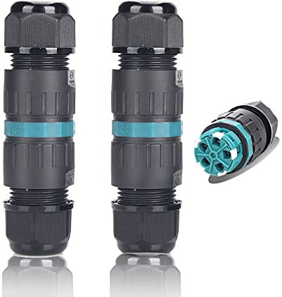 Kabelverbinder IP68 5-polig M25 2er-Pack Ø5mm-Ø14mm TÜV-Zertifizierung Verbindungsmuffe mit Klemme Außen für Garten | Outdoor | Boden 2 Wege Wasserdichte Abzweigdose, Schwarz(2 weg-5 pin)