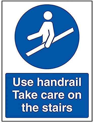 VSafety Handlauf Take Care On The Treairs – 200 mm x 300 mm – selbstklebendes Vinyl