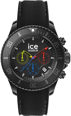 ICE-WATCH - Ice Chrono Trilogy - Montre Noire pour Homme avec Bracelet en Silicone - Chrono - 019842 (Large)