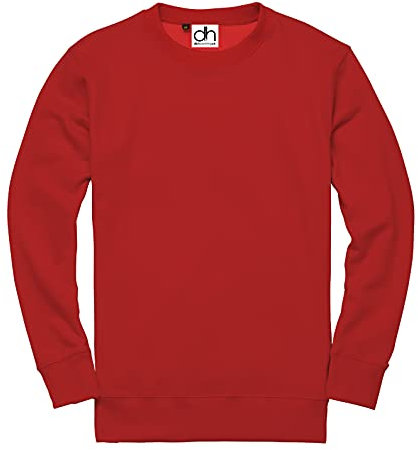 D&H CLOTHING UK Premium Sweatshirts Plain Workwear Casual Crewneck Jumper Sweater Sports Leisure Fleece (L, Red)
