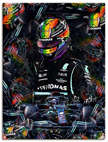 ARTLAND Wanddeko Leinwand Bilder Wandbild 45x60 cm Sir Lewis Hamilton Legende Mercedes Rennfahrer Auto Formel 1 Rennen Sport U3UD