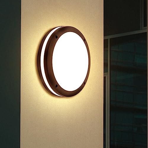 Lumiled Außenwandleuchte Wandlampe Außenleuchte Außenbeleuchtung Wandleuchter Gartenleuchte Flurleuchte Terrasse Fassade IP44 schwarz rund spritzwasserdicht Aluminium PC 230V E27 Fassung max 12W