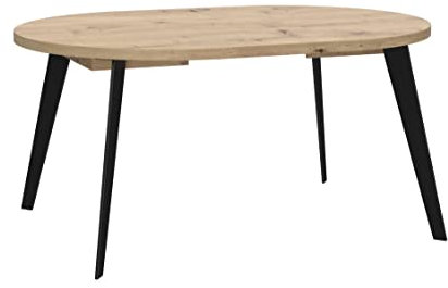 Home Heavenly® - Entrega en el Interior del Domicilio. Mesa Redonda Extensible Loki, Mesa Comedor Industrial de 110-155 cm Ancho en Roble Artisan y 4 Patas Negras. (Roble Artisan-Negro)