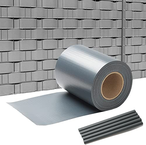 Daromigo PVC Sichtschutzstreifen 35m x 19cm Zaunblende Folie, inkl. 30 Befestigungsclips, Windschutz Sonnenschutz Sichtschutz Gartenzaun, Sichtschutzfolie für Doppelstabmattenzaun, Anthrazit