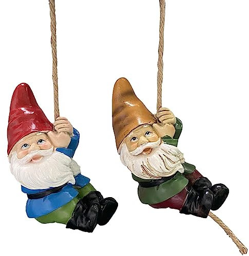 Funny Garden Gnomes Decorations, Climbing Rope Hanging, Resin Welcome Figurines, Climbing Hanging Rope Garden Tree Ornament Statue Sculpture Decoration