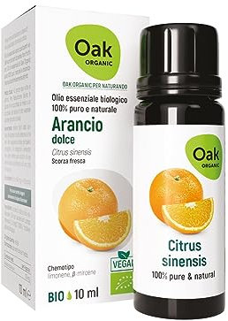 OAK ORGANIC Per NATURANDO Olio essenziale Arancio Dolce Puro 10 ML – Integratore alimentare Bio & Vegan
