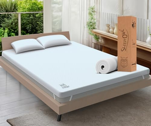Sleepy Owl 4 Inch Gel Memory Foam Mattress Topper, Small Double Bed | Small Double 120x190cm, 10cm gel-infused memory foam, orthopedic back pain relief, washable zipped cover, elastic straps