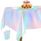 PartyWoo Folientischdecke Silber, 2 STÜCK Irisierende Tischdecke, 137 x 274 cm/ 54 x 108 Zoll Rechteckige Tischdecke Abwaschbar für 6 bis 8 Fuß Tisch, wasserdichte Tischdecke für Geburtstag, Hochzeit