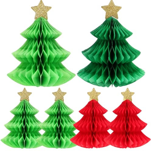 Uonlytech 6stücke Titel Teiliges Weihnachtsbaum-honigwaben-dekorationsset Für Festlichkeiten Tischmittelpunkt Für Weihnachtsfeiern Kinderpartys Und Familienfeiern
