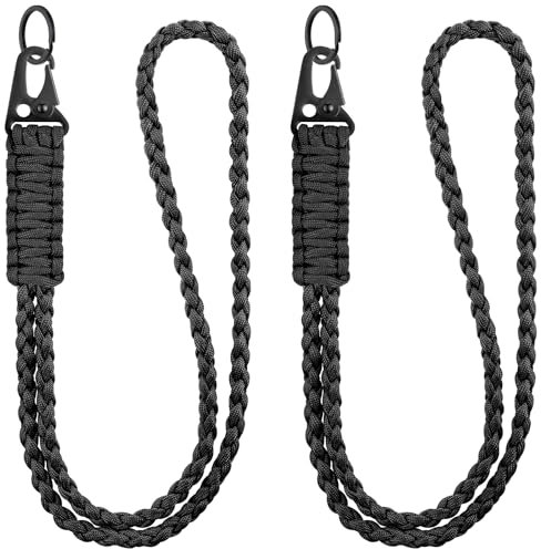 Paracord-Schlüsselband, strapazierfähig, geflochten, 550, Umhängeband für Schlüssel, 2 Stück Fallschirmseil-Halskette, Schlüsselanhänger mit HK-Clip für Ausweis, Brieftaschen, Pfeife, Kamera, Telefon,