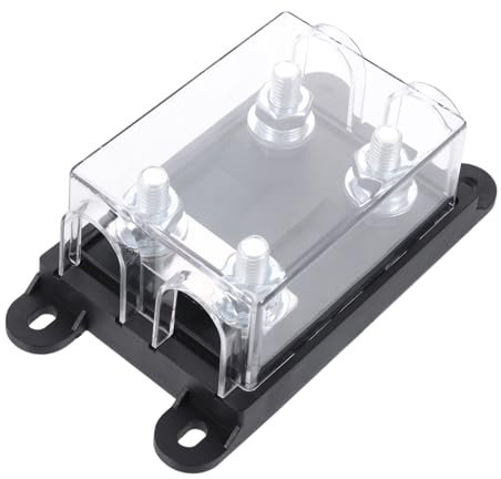 BOWAREPRO 1 Stück 2 Fach Mega Sicherungshalter (ANM-B2), 2-Wege Mega Sicherungshalter mit Transparenter Schutzhülle, für Schraubbare Mega Sicherungshalter LKW PKW Wohnmobil