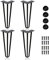 SWANEW Lot de 4 pieds de table en métal noir avec pieds à 3 barres - Pour bureau, table et table basse - Pieds de table en épingle à cheveux avec protections de sol et vis (20 cm)