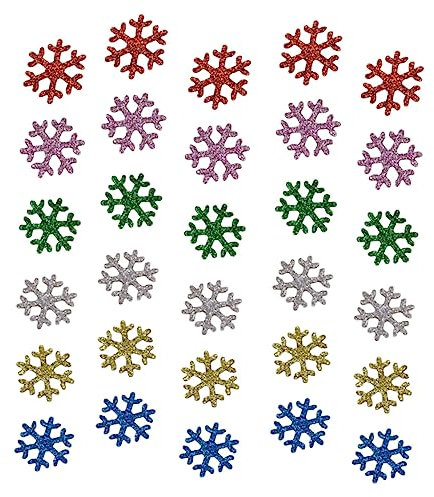 STOBOK 60stücke Glitzer Schneeflocken Applikationen Für Weihnachtsdeko Handwerkszubehör Für Haarclips Handyhüllen Und Bastelprojekte Langlebige Stoffmaterialien