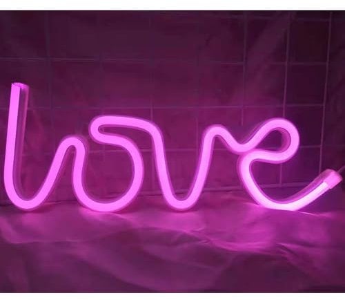 SUQ Lettres Lumineuses à LED Lampe, Alphabet Lumineux Lampe, Lettre Decoration, Panneau de Bar Lumineux, Alimentées Par Piles, pour Décoration de Bar, Pub, Maison, Fête de Mariage, Murale(love)