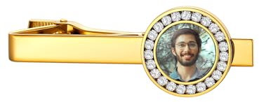 Custom4U Personalisierte Krawattenklammer Herren mit Fotogravur Edelstahl Krawattennadel Gold Männer Jungen Tie Clip für Krawatten-Zubehör