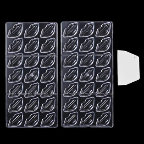 Binwat Chocolate Candy Mold PC Polycarbonate Chocolate Making Mould with Scraper (Lip Shape, 2pcs)