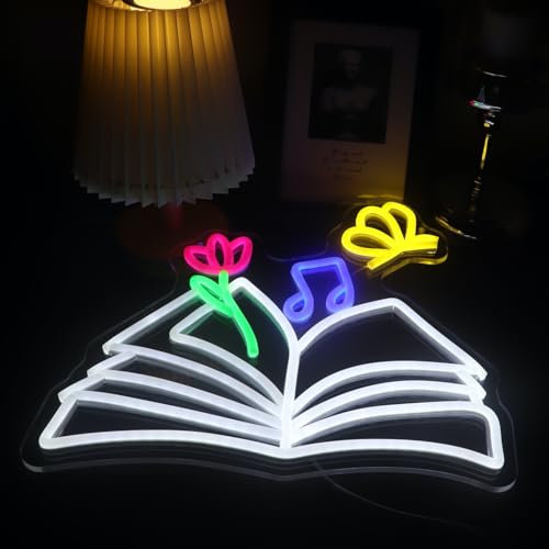 Magisches Buch Neon Zeichen, Buch Liebhaber Neon Licht, Bookish LED Zeichen, Bookworm Leseclub Lichter, Kinderzimmer Kinderzimmer Spielraum Wandkunst Dekorationen Weihnachten Geburtstag Geschenke