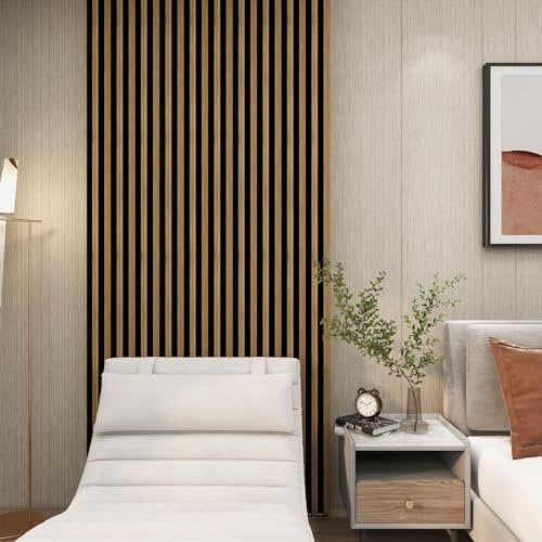 NEU.HOLZ Juego de 4 Paneles Decorativos para Pared Blaricum Panel de Pared 3D Set de 4 Paneles de Listones para Salón Dormitorio Oficina Poliestireno 195 x 12 x 2,1 cm - Efecto Roble