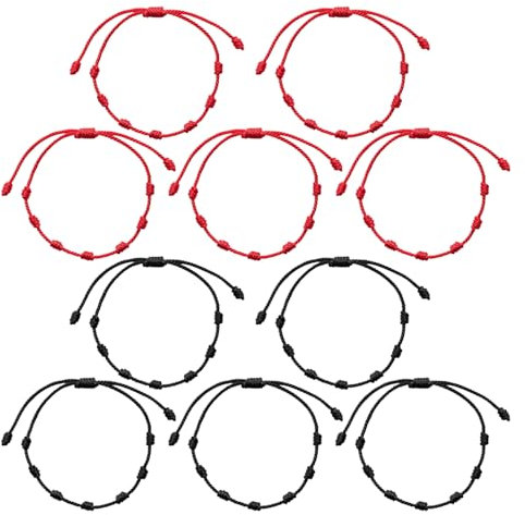 TYGFRT Pack of 10 Seven Knot Rope Bracelets - Braided, Couple, Adjustable Red, Lucky, Personalized Simple Friendship Gifts