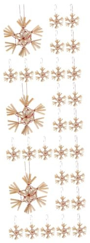Cabilock 30pcs Xmas Tree Decorative Ornaments Christmas Straw Hanging Ornaments Foil Decorations Christmas Decorative Props Home Decor