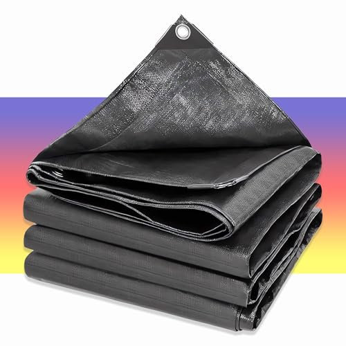 HQQMNY Planen Regenplane mit ösen aus PE, 1Mx2M Schwarze Plane Abdeckplane 0,32mm 180g/㎡,wasserdichte Gartenplane Schutzplane LKW, Pool, Holz, Gartenmöbel