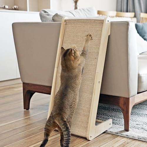 PETKARAY Rascador para Gatos, Alfombrilla de sisal para Gatitos, Almohadilla para rascar en Forma de L para Gatos de Interior, Protector de Muebles de Pared con Hierba Gatera