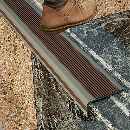 Rubber Stair Treads Non-Slip Edge Protector - Self-Adhesive Stair Step Edge Trim for Indoor Outdoor Use - Waterproof Stair Nosing Covers