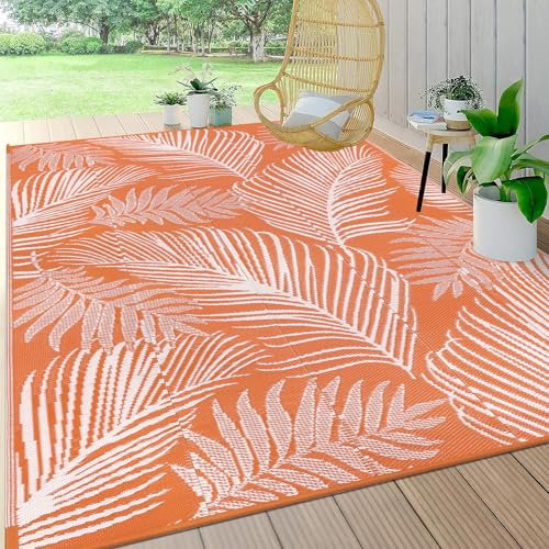 Pauwer Wasserdichter Outdoor-Teppich, 15,2 x 22,9 cm, wendbar, Kunststoff, Stroh, Terrasse, Camping, für Innen- und Außenbereich, Wohnmobil-Matte, Teppich für Deck, Camper, Veranda, Balkon, Hinterhof,
