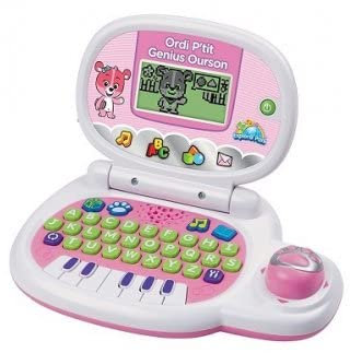 Jeu educatif : Mon 1er Ordinateur Rose : p'tit Ourson - Fille - Set Jeu electronique Enfant et 1 Carte Tigre