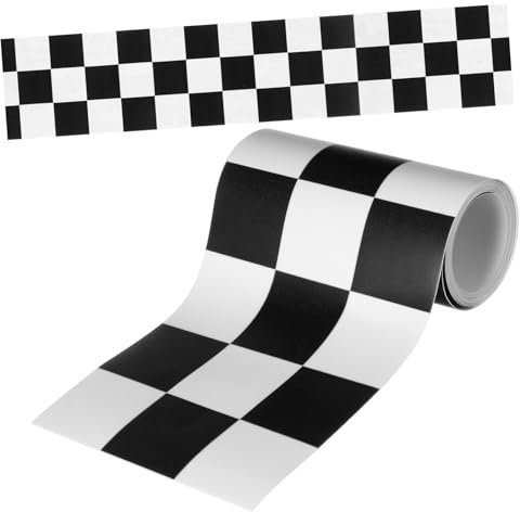 Garneck Checkered Bulletin Board Borders - Checkered Flag Trim for Classroom - Office Race Track School Racing Themed Party Wall and Blackboard Decoration 36ft Long Paper