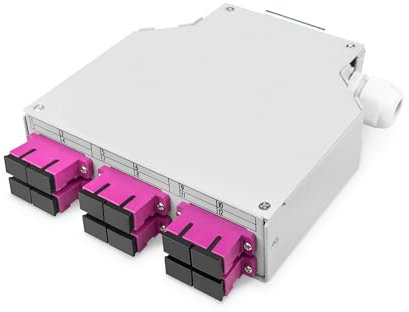 DIGITUS Boîtier pour rail DIN à fibres optiques, MM-OM4, équipé, avec adaptateur SC et pigtail